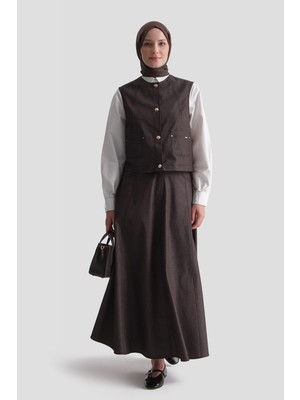 Armine Denim Efektli Takım Kahve