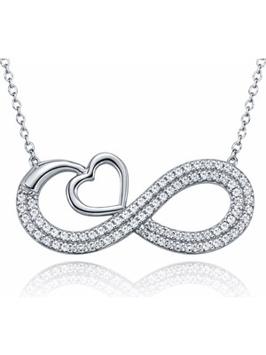 Inure Jewelry Gümüş Kalpli Sonsuzluk Bayan Kolye