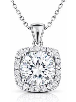 Inure Jewelry Gümüş Kare Montür Tek Taş Kolye