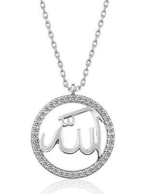 Inure Jewelry Gümüş Arapça Allah Yazılı Bayan Kolye