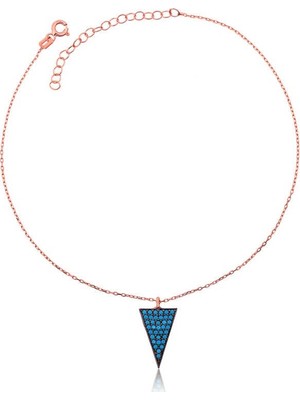 Inure Jewelry Gümüş Rose Mavi Üçgen Halhal