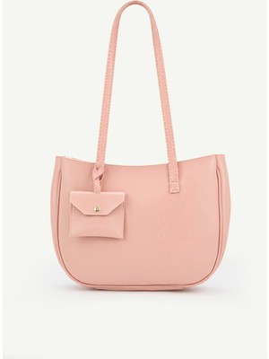 SHAKA Pembe SHK341 Suni Deri,fermuarlı, Cüzdan Charm Hediyeli, Kadın El,kol ve Omuz Çantası