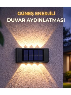 Empressco 2 Adet Güneş Enerjili 10 LED Duvar Aplik Bahçe Balkon Dış Mekan Aydınlatma