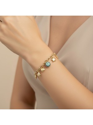 Xuping Jewelry Stil Incisi/xupıng Jewelry Nazar Boncuklu,kalpli Bileklik