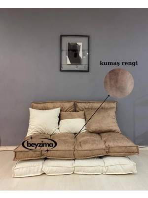 Beyzima Oturma Minderi Yer Minderi Açılabilir Minder Katlanır Yatak Kırlentli Kombo (Fermuarsızdır)