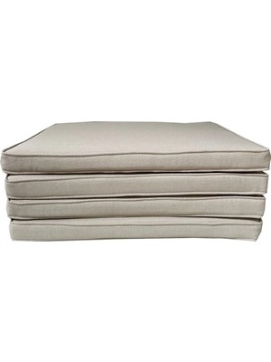Beyzima Koton Krem 54X45 cm Ölçüsünde 4 Parça Sandalye Koltuk Minder Seti