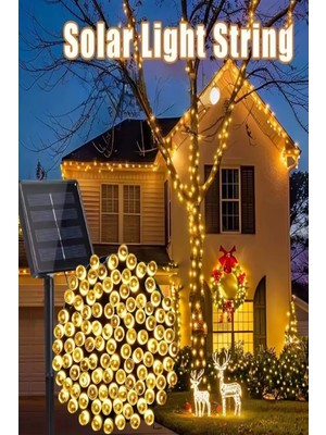 Empressco Solar 100 LED Li 12 Metre 8 Modlu Gün Işığı Bahçe Aydınlatma Dekorasyon Güneş Enerjili Sarı Işık Süs
