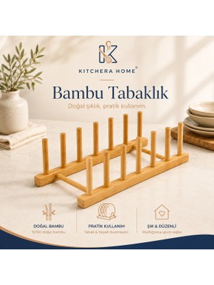 29 cm Bambu Tabaklık Kahverengi Mutfak Tezgah Üstü Bulaşık Kurutmalık Stand | Kitchera Home