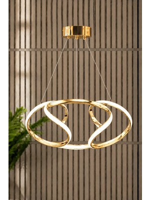 Luna Lighting Plato Model Şık Gold Kaplama Dekoratif Modern Oturma Odası Salon Mutfak Beyaz Işık LED Sarkıt Avize