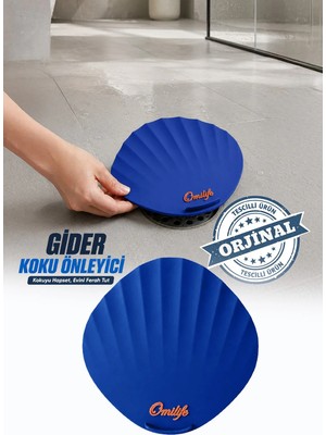 Omilife Mavi Renk Deniz Kabuğu Kötü Koku Önleyici Silikon Mat Desen Banyo Mutfak Lavabo Balkon Tıkaç Kapağı