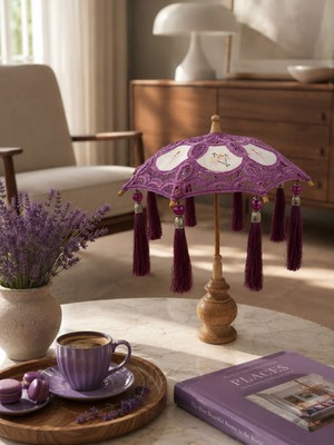 Missidea Vintage Mor Bohem Ledsiz Dekoratif Şemsiye