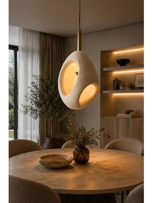 Luna Lighting Dora Model Orjinal Beton Krem Sarkıt Avize