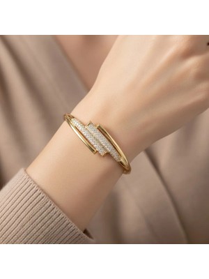 Xupıng Jewelry 14 Ayar Altın Kaplama, Dört Şerit  Zirkon Taşlı Bilezik