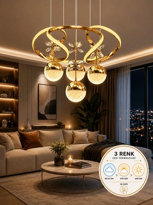 Luna Lighting Napoli Model 3 Renk Salon Yatak Yemek Odası Mutfak Krom Kaplama Modern Krom Ledli Avize