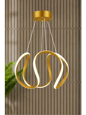 Luna Lighting Deluxe Model Sarı Renk Metal Salon Hol Antre Oturma Yatak Odası Modern LED Sarkıt Avize Beyaz Işık