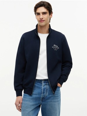 Tommy Hilfiger Lacivert Erkek Hırka MW0MW43219DW5_SCRIPT Stack Fz Stan