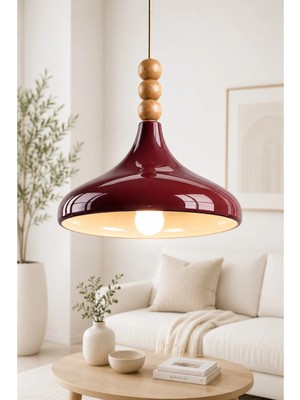 Luna Lighting Verona Büyük Boy 35 cm Bordo Renk Rustik Tekli Avize Sarkıt Salon Mutfak Oturma Odası Avize