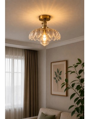 Luna Lighting Petra Model Şeffaf Cam Klasik Sarkıt Plafonyer Avize
