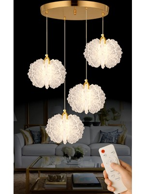 Luna Lighting Katerina Model Gold Kaplama 3 Renk Kumandalı Metal Salon Mutfak Oturma Yatak Odası Modern LED Sarkıt Avize