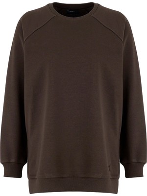 Fabrika Kahverengi Kadın Bisiklet Yaka Sweatshirt Falu-Y