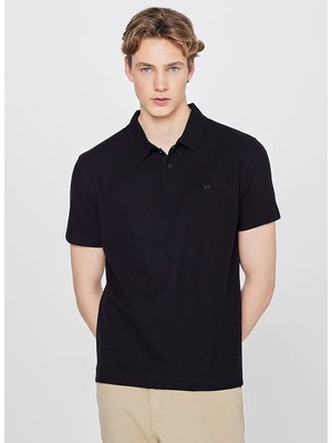 Wrangler Siyah Erkek Regular Fit Logo Baskılı Polo T-Shirt W2610158001 Erkek Polo T-Shirt