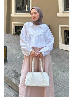 Lamelif Dantel Detaylı Gömlek Beyaz