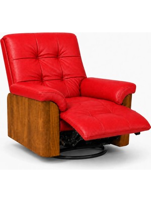 Smarto Relax TV Koltuğu Berlin Elektrikli, Döner, Sallanan Kontrol Panelli Sırt Dayanağı Kontrol Panelli Ergonomik Kırmızı Deri Dekoratif Baba Koltuğu