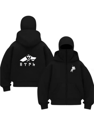Touz Moda Balaclava Türk & Atatürk Series Baskılı Ninja Hoodie Sweatshirt