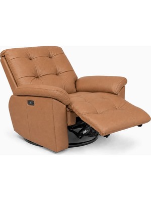 Smarto Relax TV Koltuğu Zürih VIP Elektrikli ve Döner ve Sallanan mekanımalı Sırt Dayanağı Kontrol Panelli Ergonomik Deri Dekoratif Baba Koltuğu