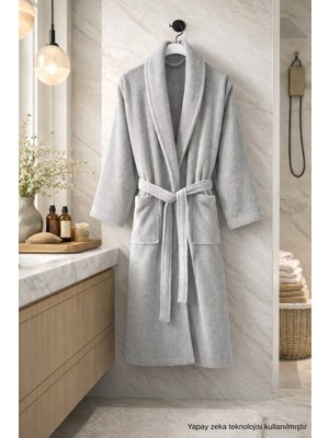 Ely Parker Şalyaka Pamuklu Unisex Bornoz Gri
