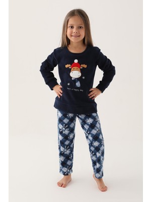 Arnetta 2661 Happy Snow Lacivert Kız Çocuk Uzun Kol Pijama Takım