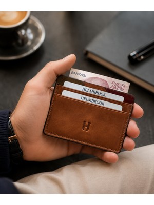 Helmbrook London Elton Erkek Taba Çok Renkli Deri Ince Tasarım Çok Bölmeli  Rfid Korumalı Kartlık