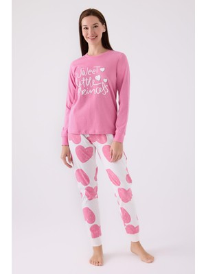 RolyPoly Roly Poly Premium Kadın Princess Desenli Pamuklu Rahat Kalıp Uzun Kollu Paça Lastikli Pijama Takım