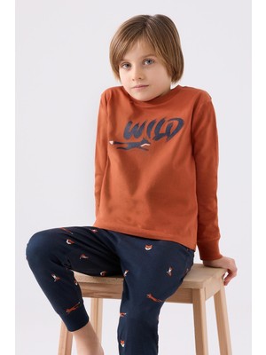 RolyPoly Roly Poly Premium Wıld Erkek Çocuk Pamuklu Rahat Kesim Uzun Kollu Pijama Takım Ev Giyim