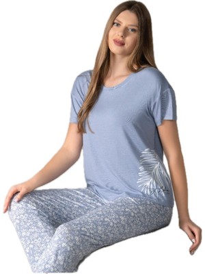 Alperi 78-90 Kadın Yuvarlak Yaka Kısa Kol Pijama Takım