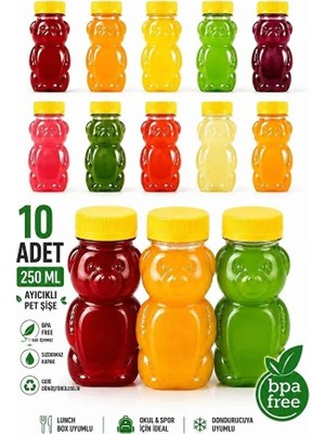 Ezupack Ayıcık Pet Şişe Okul Piknik Meyve Suyu Smoothie Detoks Ginger Şeffaf Plastik Boş Içecek Sızdırmaz