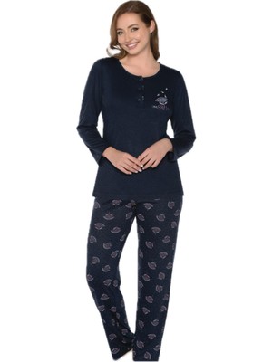 Alperi 790-06 Kadın Yuvarlak Yaka Uzun Kol Pijama Takım