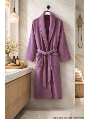 Ely Parker Şalyaka Pamuklu Unisex Bornoz Mürdüm