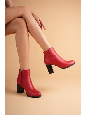 Analin Shoes Kadın Hakiki Deri Şık Topuklu Bot