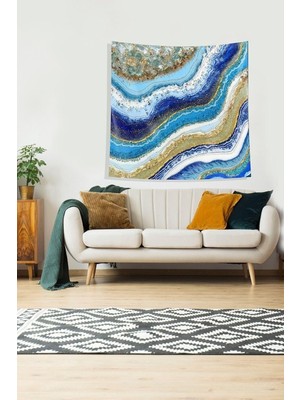 Renas Store Pelangi Multirenk Okyanus Mermeri Leke Tutmaz Kadife Kumaş Duvar Örtüsü Duvar Halısı Tapestry KWLL306, 35 x 50