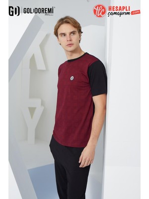 Kly 2117 Erkek %100 Pamuklu Bisiklet Yaka Rahat Kalıp Kısa Kollu  Pijama Takım