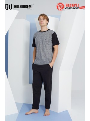Kly 2117 Erkek %100 Pamuklu Bisiklet Yaka Rahat Kalıp Kısa Kollu  Pijama Takım