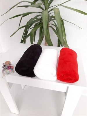 Renas Store Denizli Çeyiz 3 Adet Saç Boyası Tutmayan Kırmızı Beyaz Siyah Mikrofiber El-Yüz-Kuaför-Spor-Havlusu