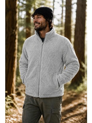 Ghassy Co. Erkek Pro Termal Iç Dış Sherpa Sonbahar Kış Tam Fermuarlı Peluş Sweatshirt