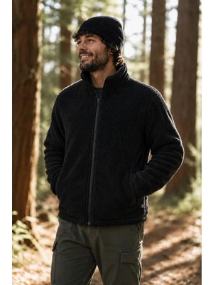 Ghassy Co. Erkek Pro Termal Iç Dış Sherpa Sonbahar Kış Tam Fermuarlı Peluş Sweatshirt