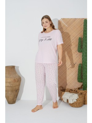 Estiva 24073 Büyük Beden Kadın Kısa Kol Pijama Takım