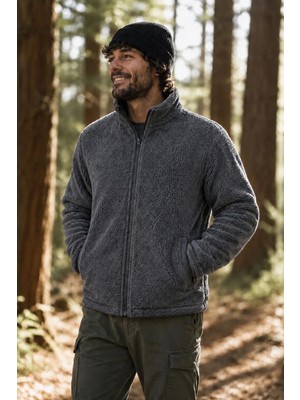 Ghassy Co. Erkek Pro Termal Iç Dış Sherpa Sonbahar Kış Tam Fermuarlı Peluş Sweatshirt