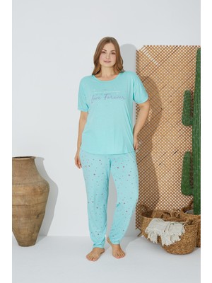 Estiva 24072 Büyük Beden Kadın Kısa Kollu Pijama Takım