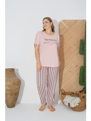Estiva 24071 Büyük Beden Kadın Kısa Kol Pijama Takımı
