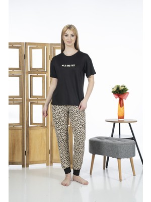 GOLDOREMİ Estiva 24130 Wild And Free Kadın Kısa Kollu Pijama Takımı
